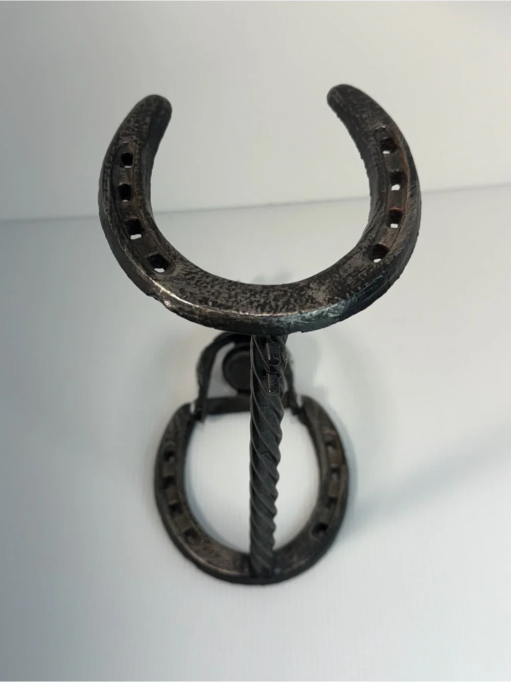 Vintage Artisan Forged Iron Horseshoe & Spur Cowboy Hat Stand